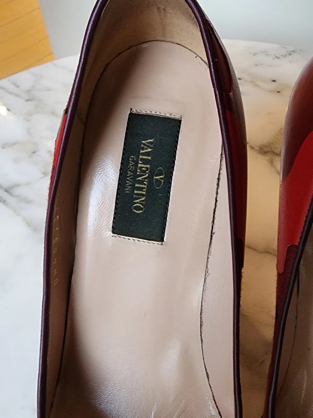 Valentino Rockstud Red & Black Camoflauge Leather Pumps Size 37.5